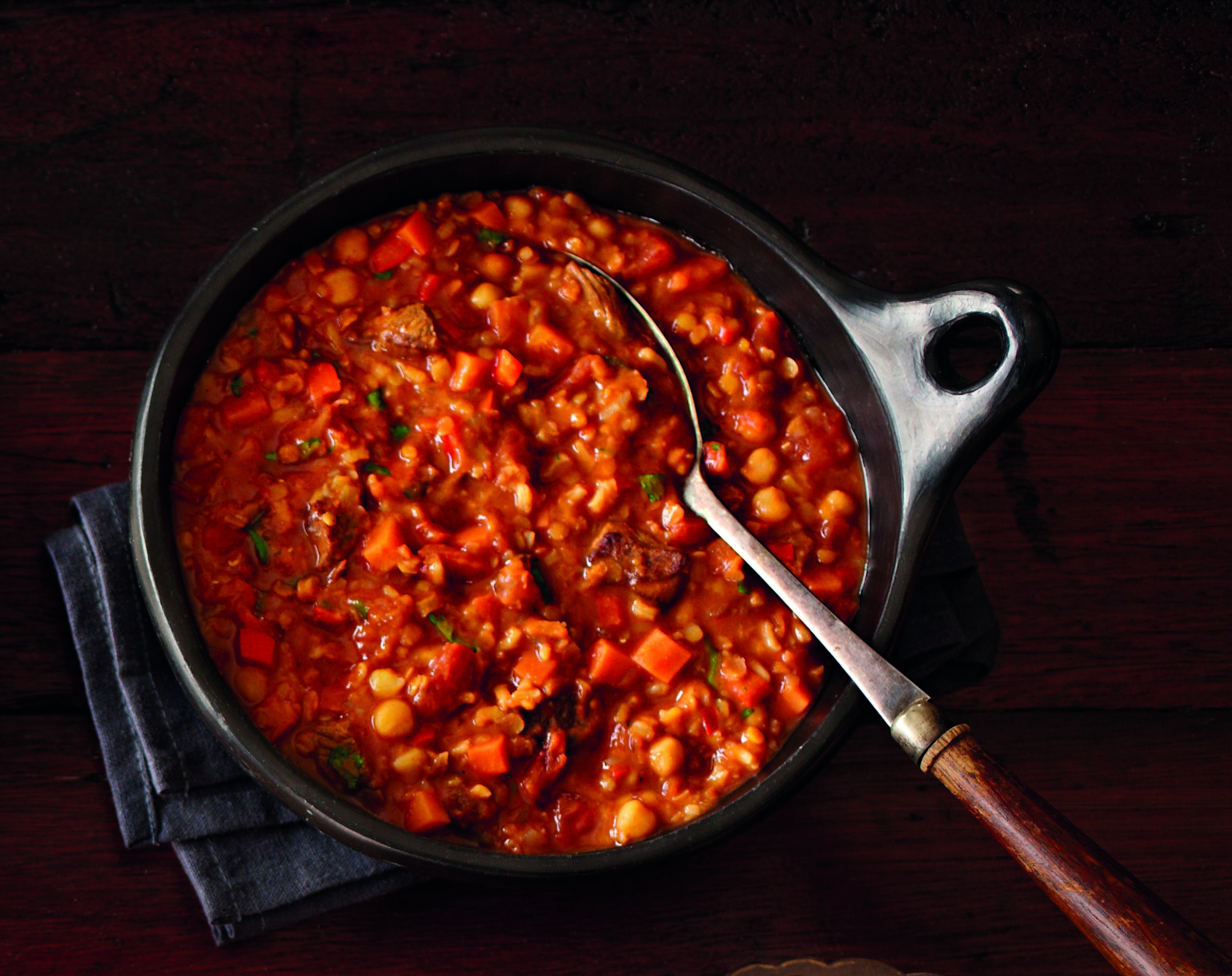 Moroccan Red Lentil and Chickpea Soup