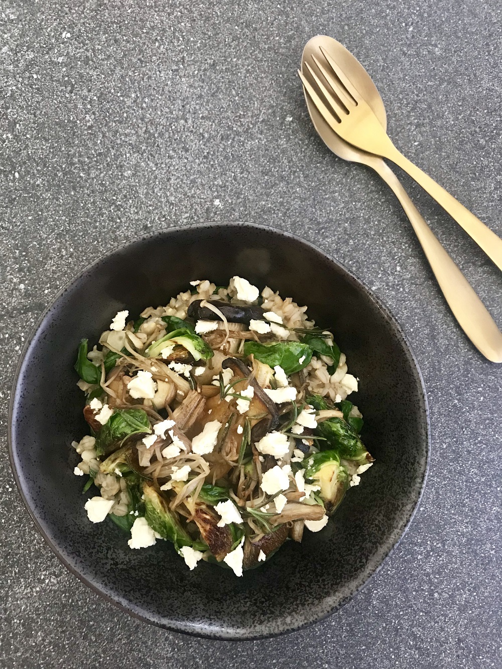 Mushroom & Brussels Brown Rice Risotto