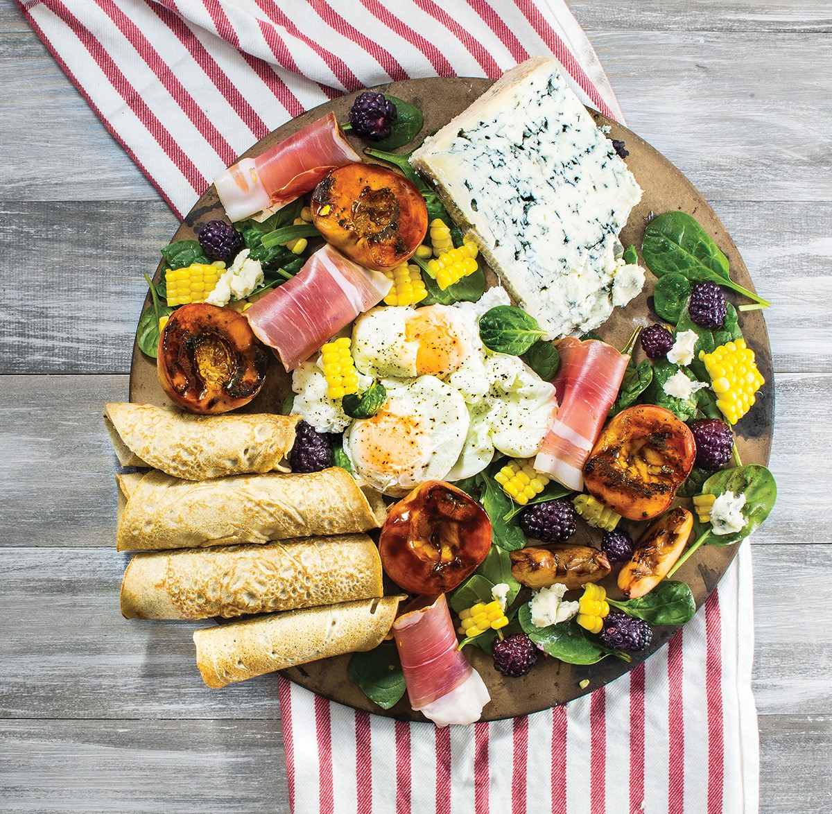 Buckwheat crepes grazing platter