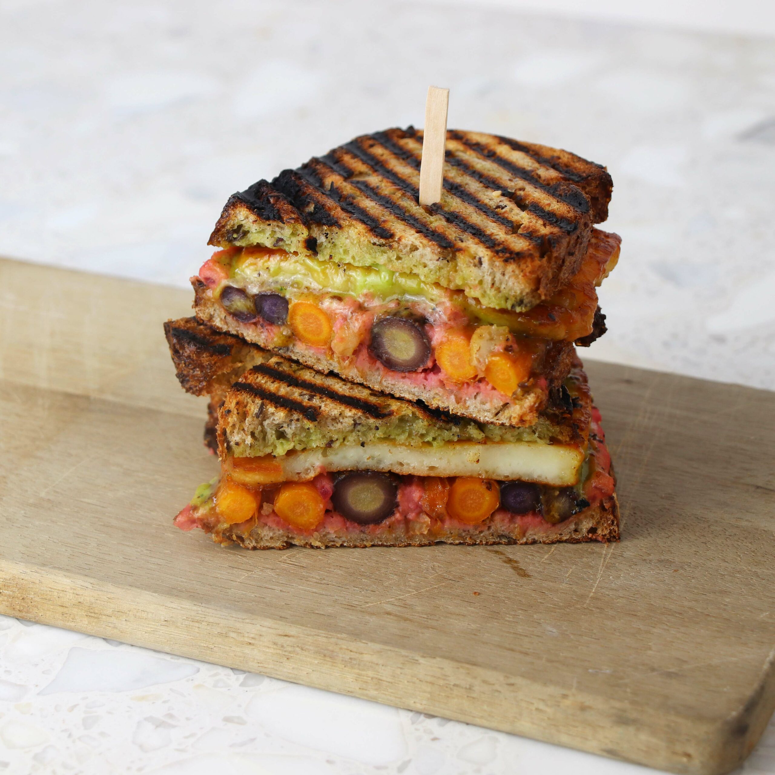 Spiced Carrot and Honey-glazed Halloumi Toastie