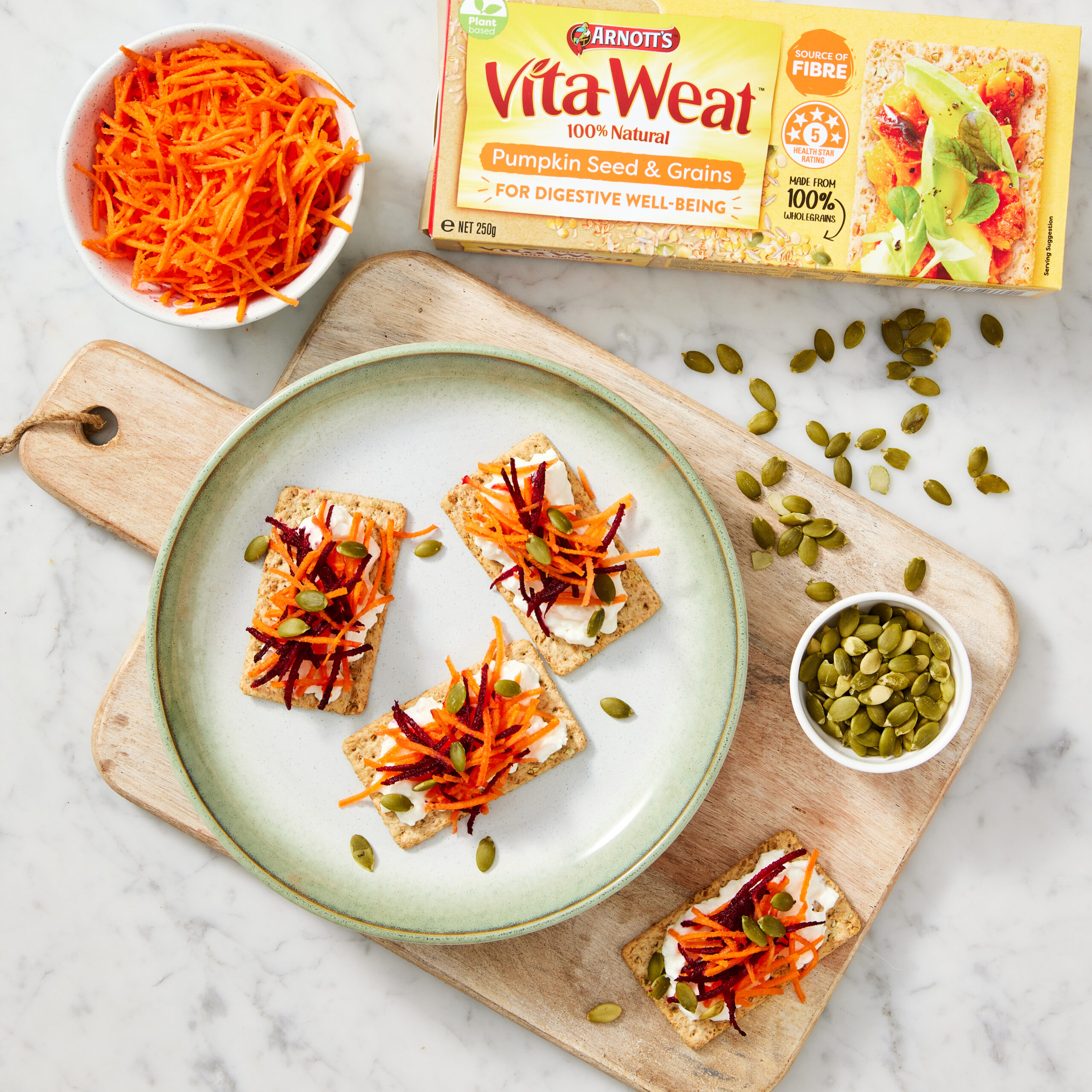 Vita Weat with Cottage Cheese & Carrot Beetroot Salad