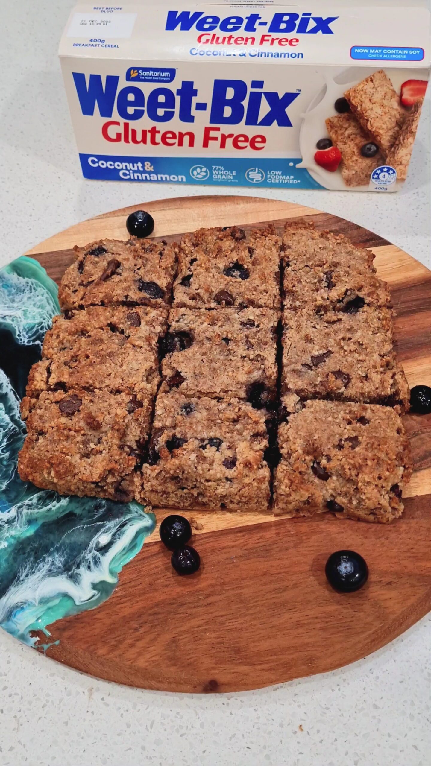 Blueberry and Choc Weet-bix Blondies