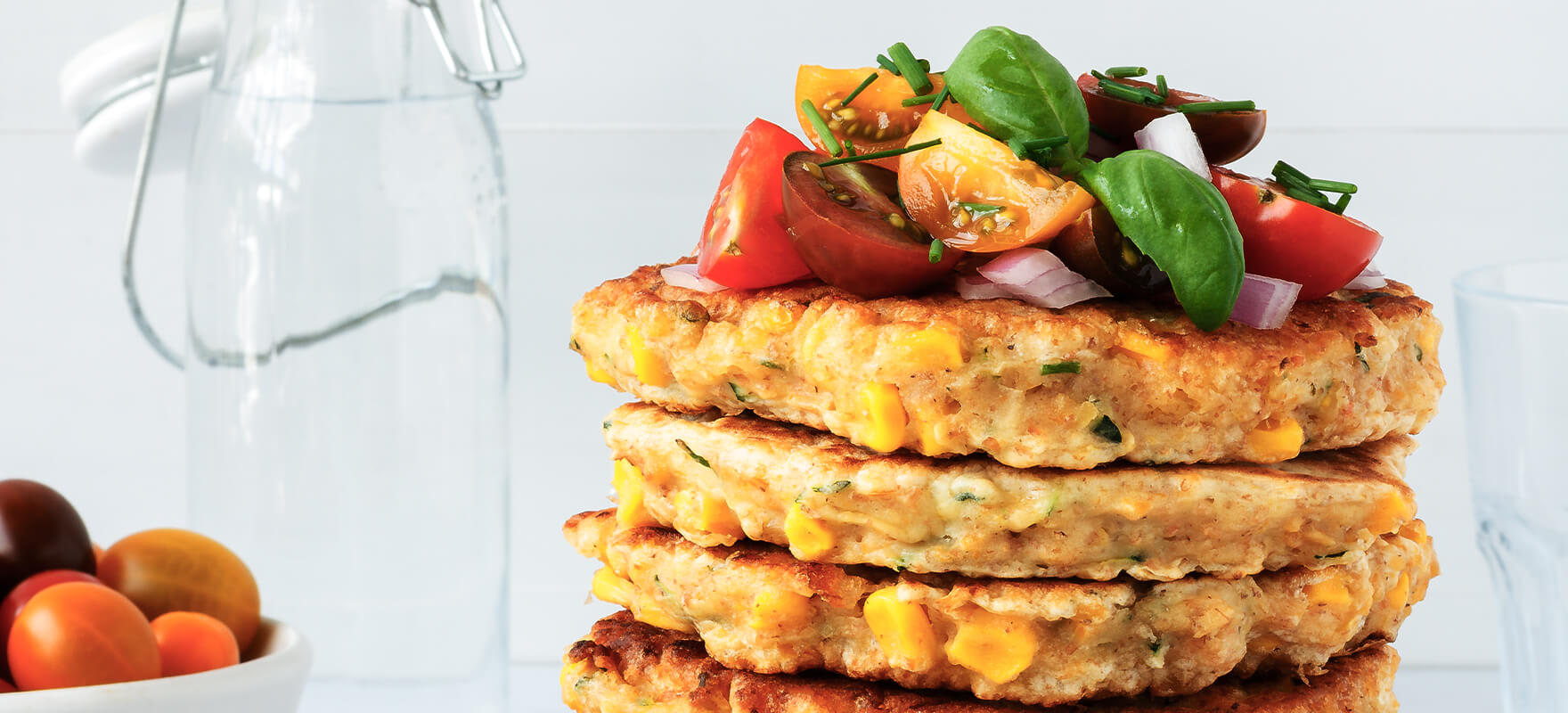 Corn, Zucchini and Chickpea fritters