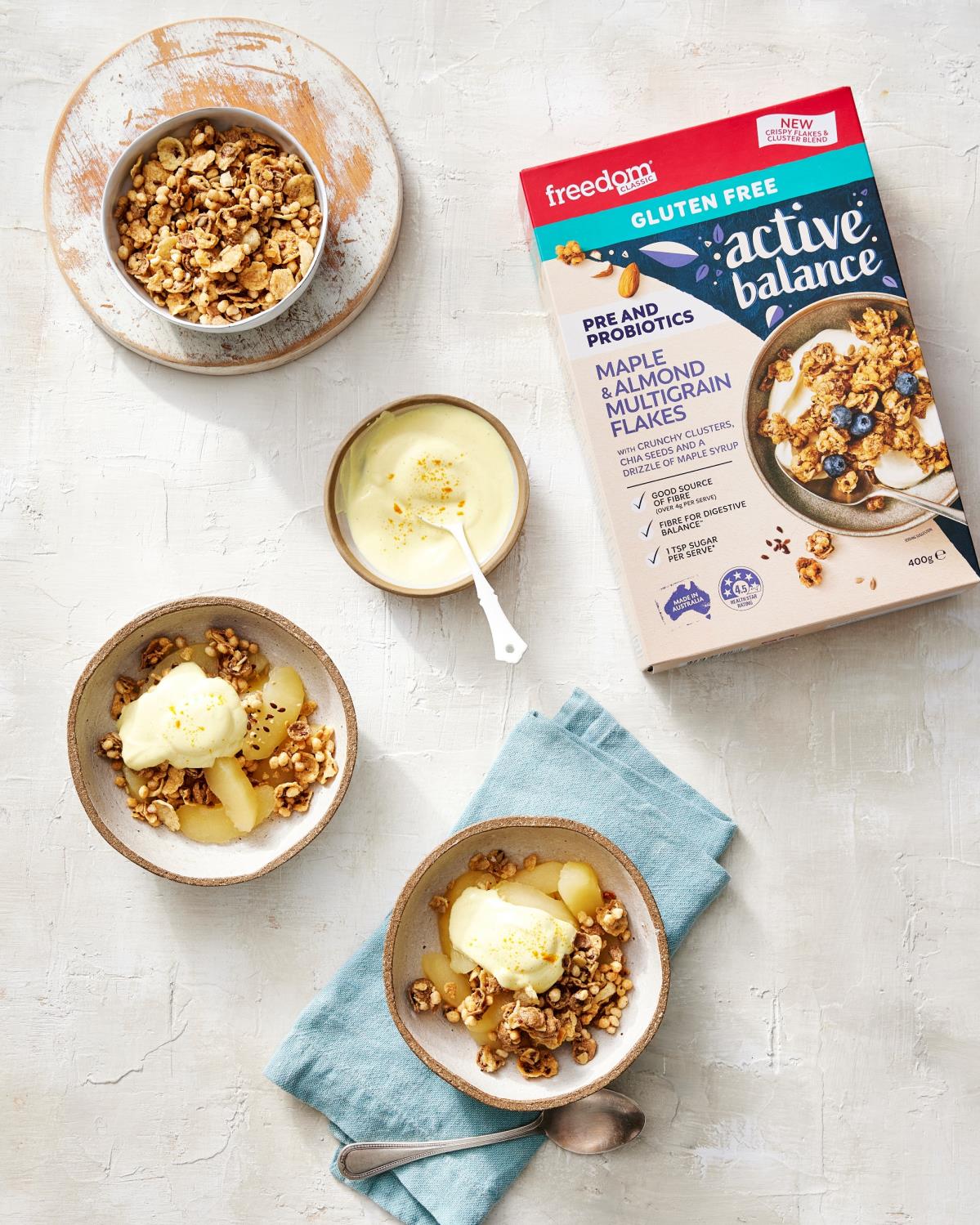 Maple & Almond Multigrain Flake Bowl with Apple & Turmeric Yoghurt