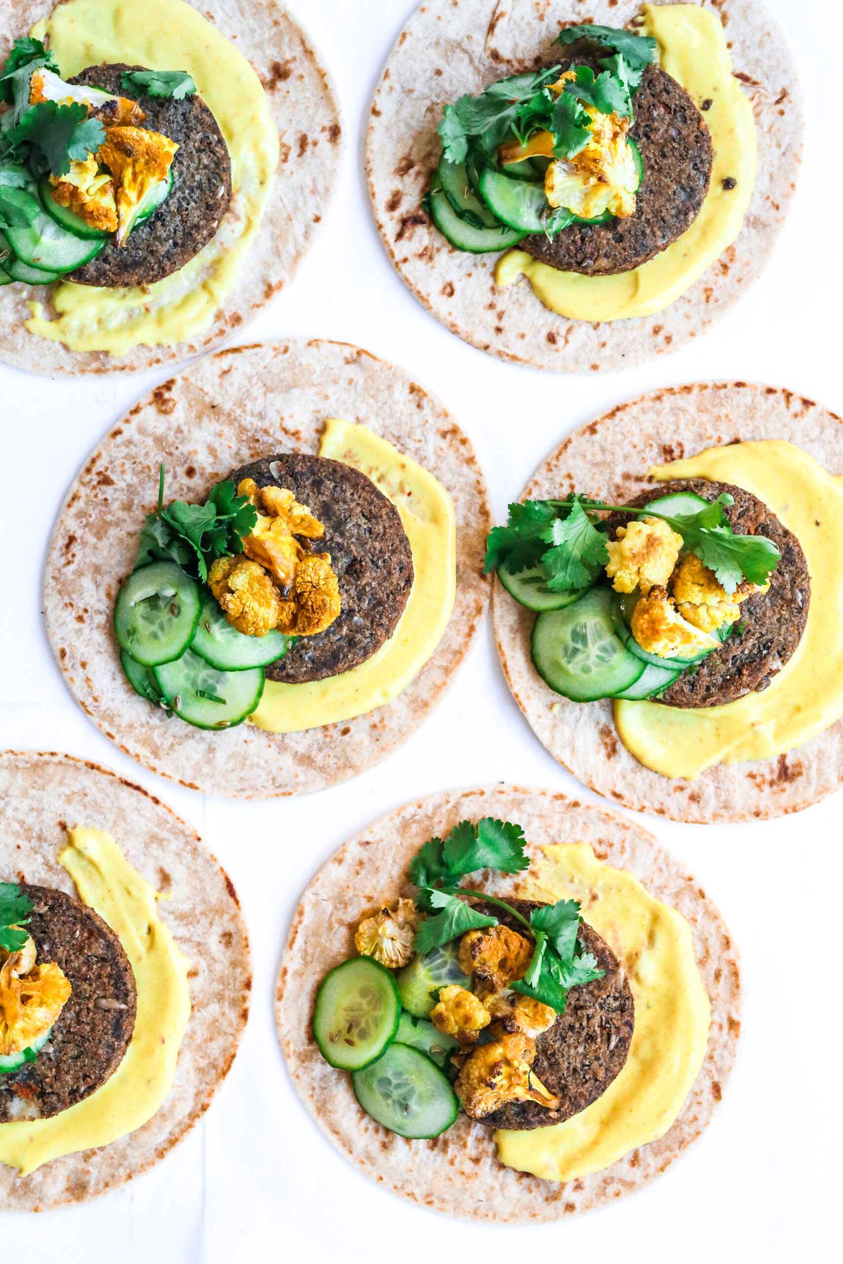 Roti Wraps with Lentil Patties & Cucumber Fennel Salad