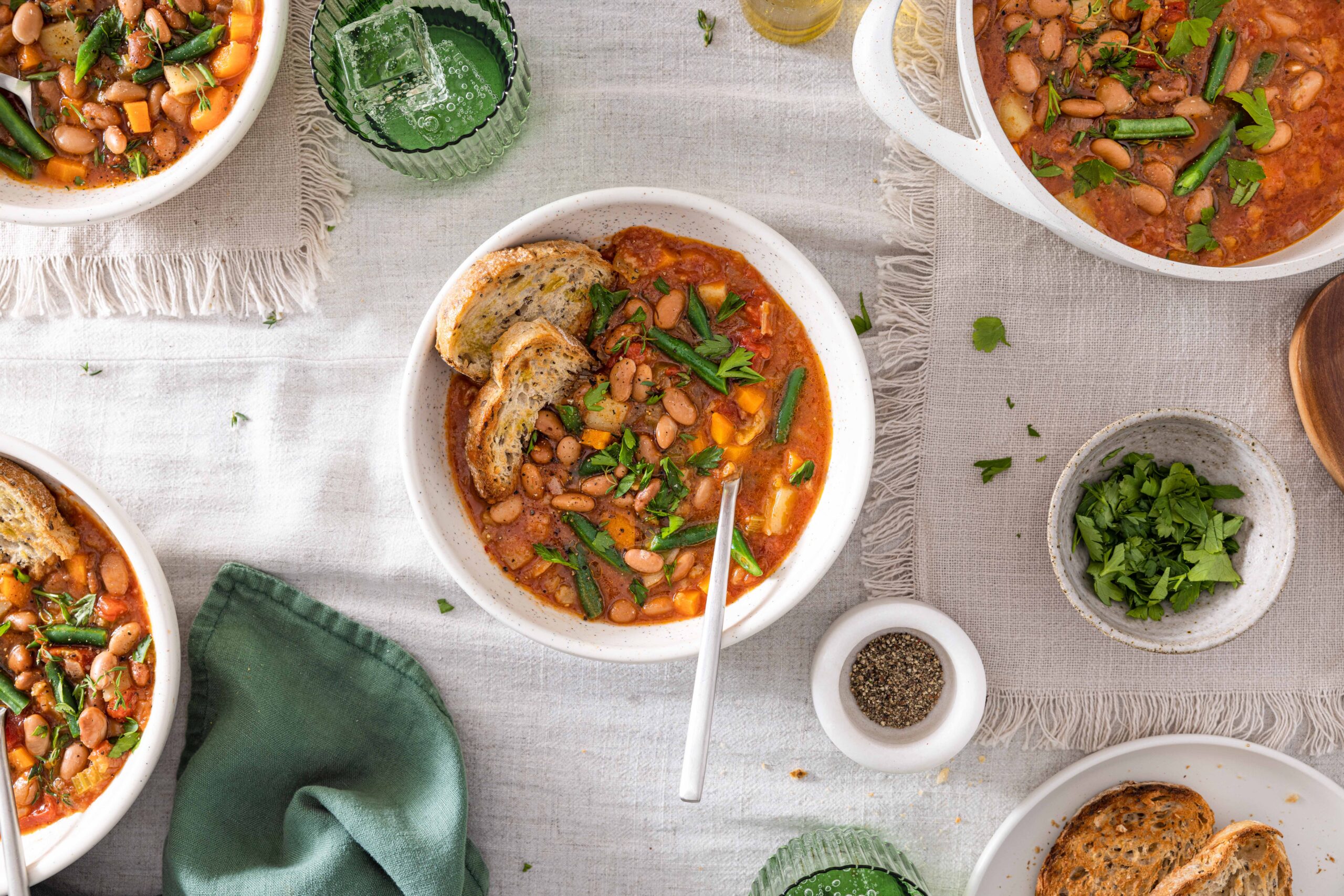 Lentil and Borlotti Bean Vegetable Soup