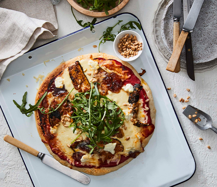 Pumpkin Pizza with Caramelised Onion & Goats Cheese