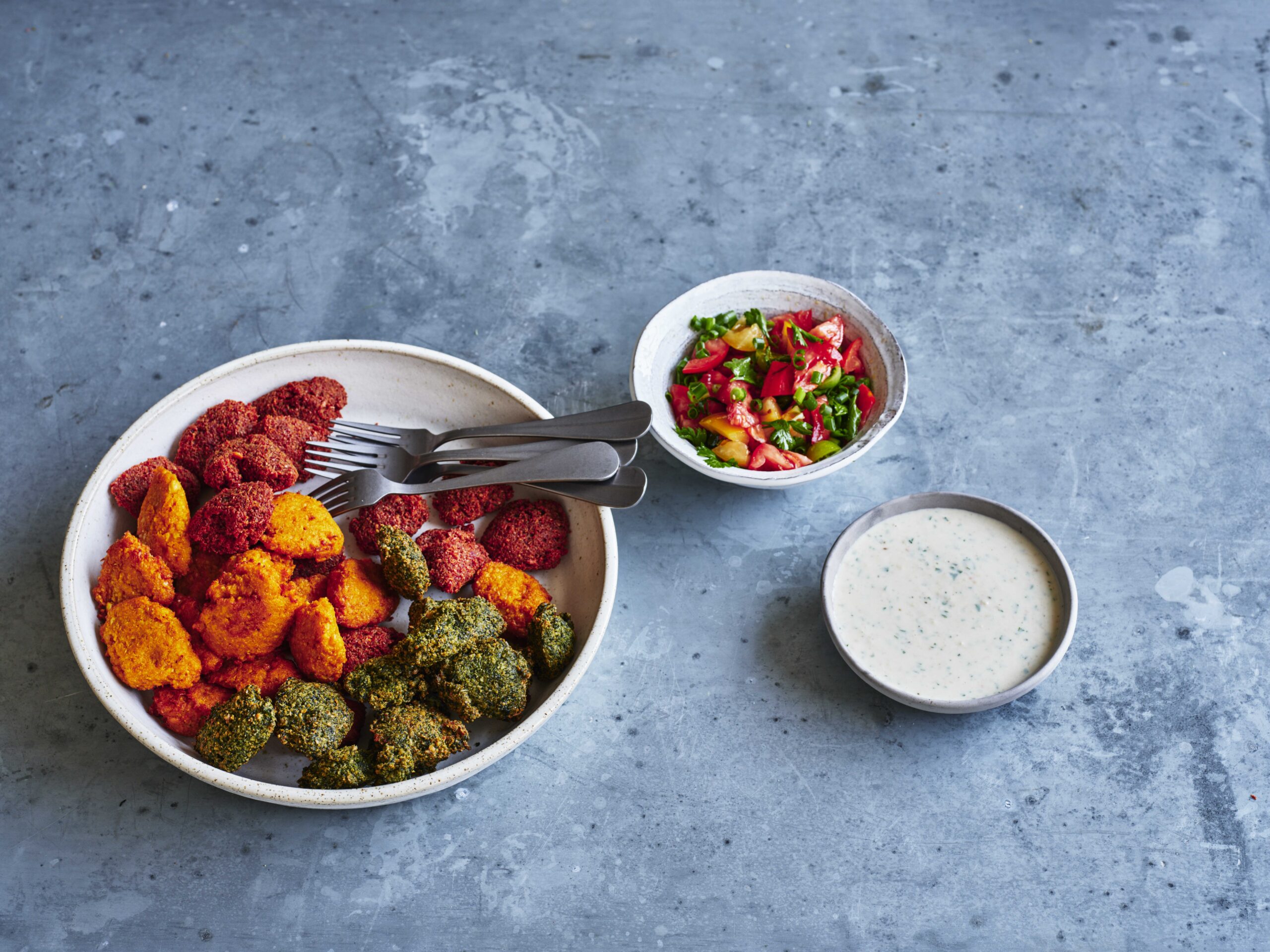 Rainbow Falafels with Parsley Salad