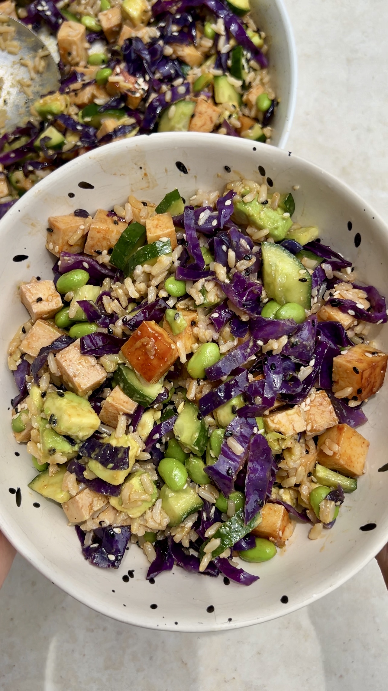 Maple Sriracha Tofu and Edamame Bowls