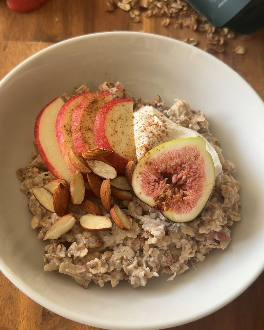 Apple, Fig and Almond Bircher