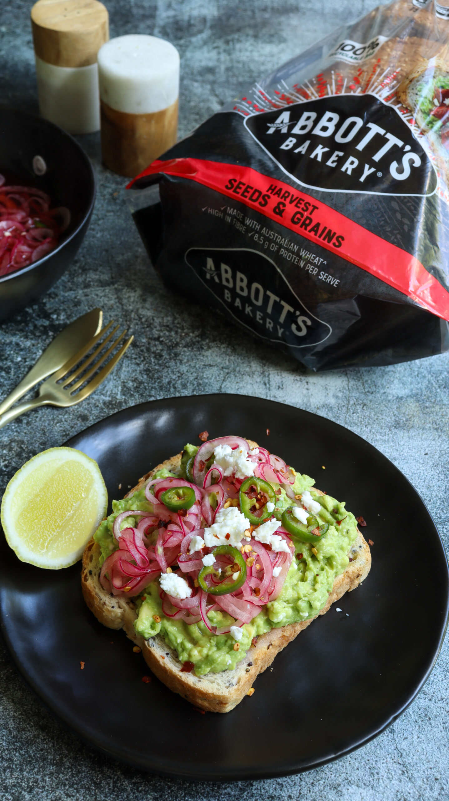Abbott’s Bakery Avocado and Pickled Onion Chilli Toast