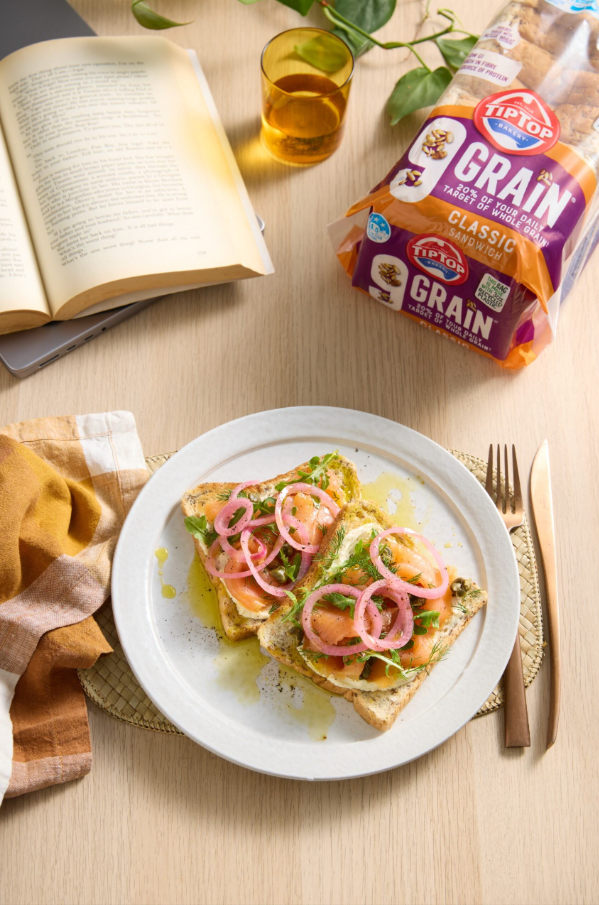 Tip Top 9 Grain Smoked Salmon & Cream Cheese Toast