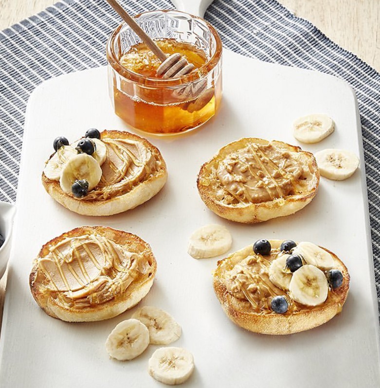 Tip Top English Muffins Wholemeal with Peanut Butter, Banana and Honey